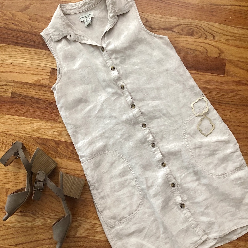 Linen Button Down Dress NWOT